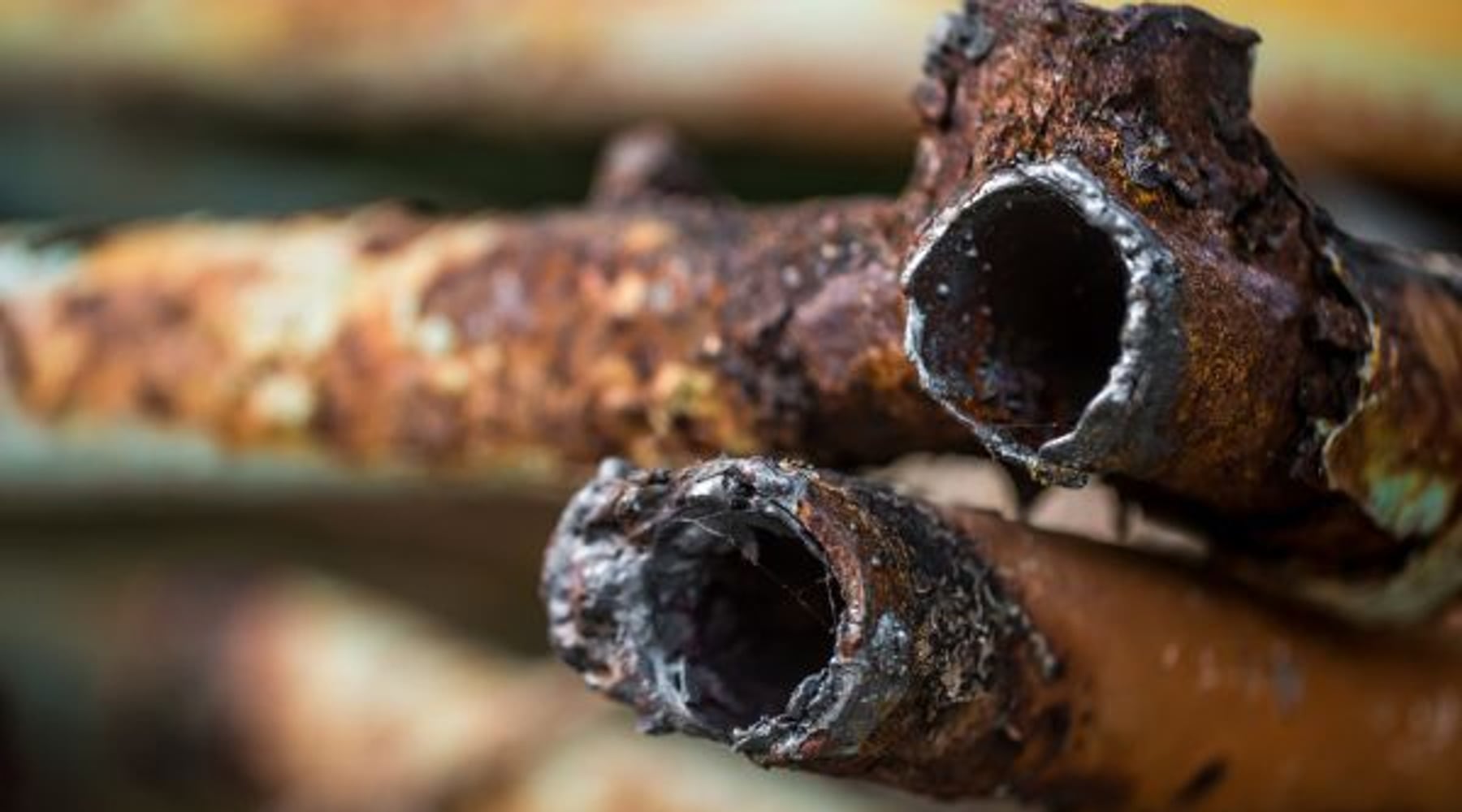 Close macro of corroded plumbing pipe