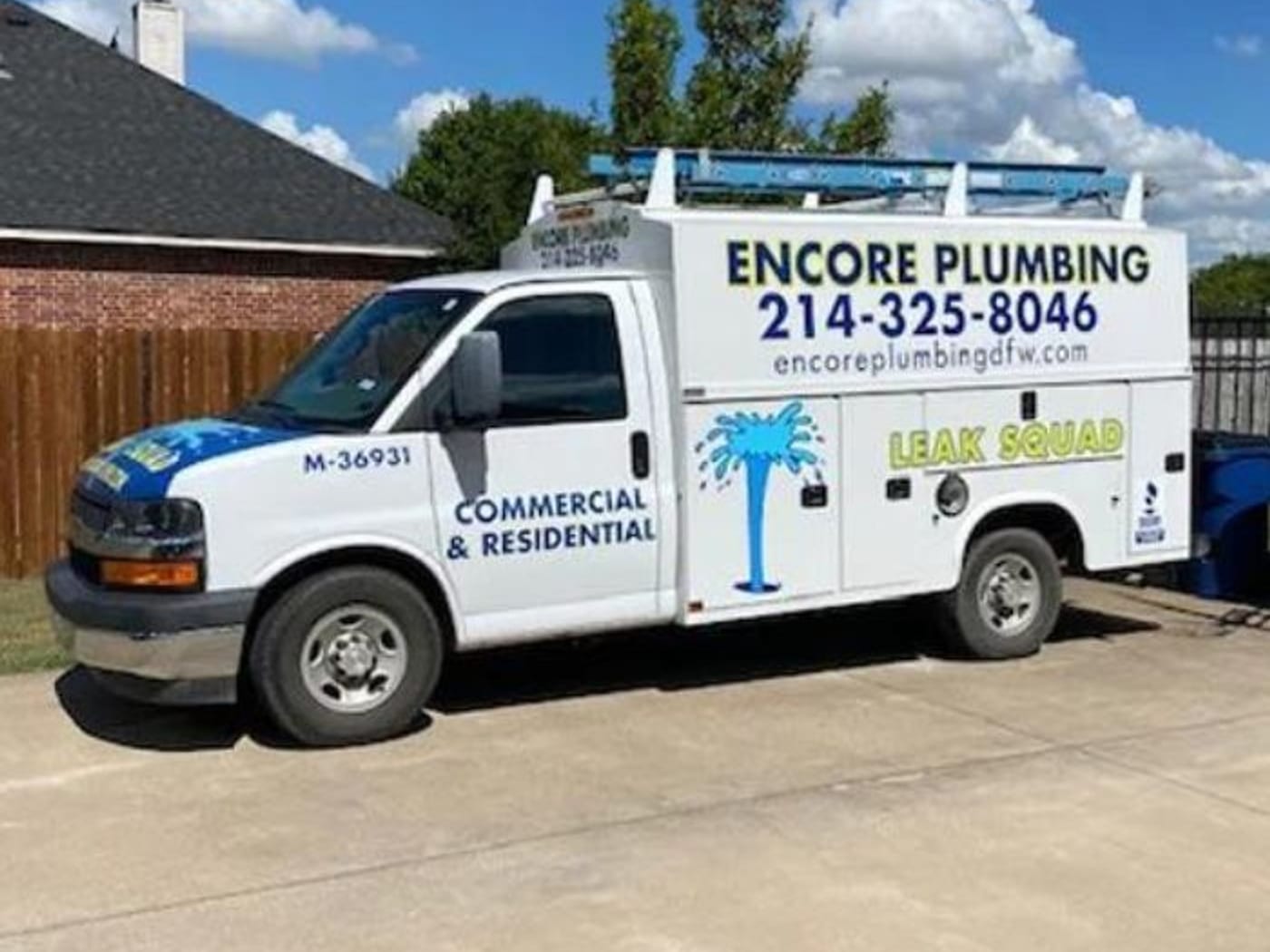 Our Leak Squad van, Lic. M-36931 by Encore Plumbing, Arlington